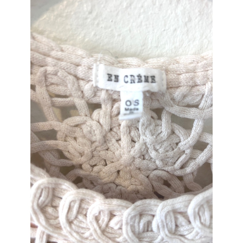 Boho Hippie Crochet Macrame Floral Open Knit Tank Top Cream Sleeveless OS - Picture 7 of 10